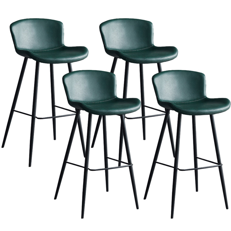 Contemporary Armless Bar Stool Faux Leather Bar Stool for Living Room