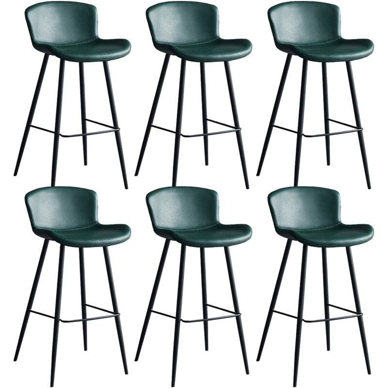 Contemporary Armless Bar Stool Faux Leather Bar Stool for Living Room
