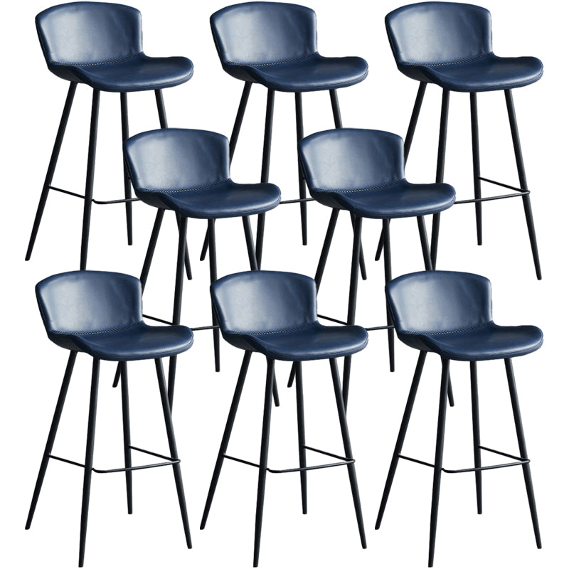 Contemporary Armless Bar Stool Faux Leather Bar Stool for Living Room