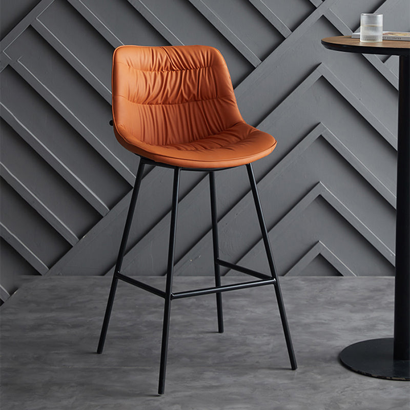 Modern Faux Leather Counter Stool Low Back Bar Stool with Footrest
