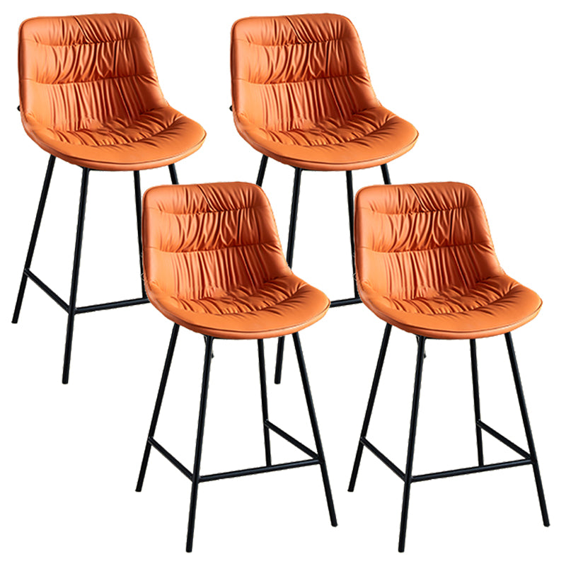 Modern Faux Leather Counter Stool Low Back Bar Stool with Footrest