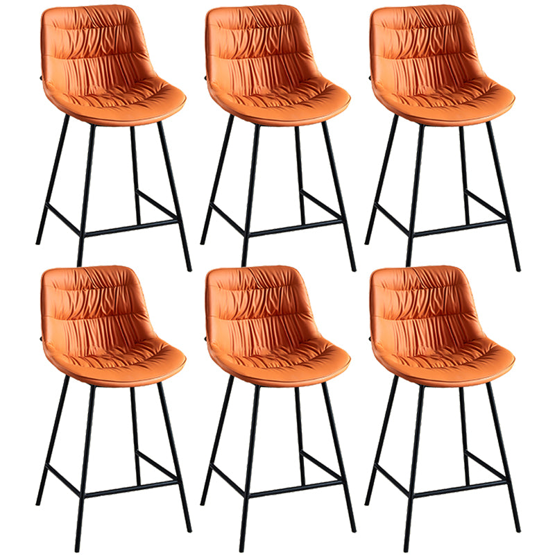 Modern Faux Leather Counter Stool Low Back Bar Stool with Footrest