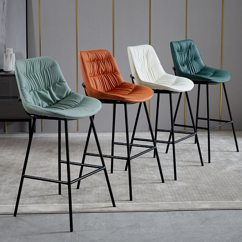 Modern Faux Leather Counter Stool Low Back Bar Stool with Footrest