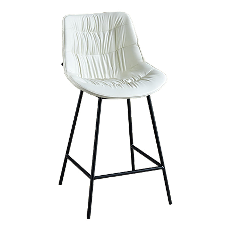 Modern Faux Leather Counter Stool Low Back Bar Stool with Footrest