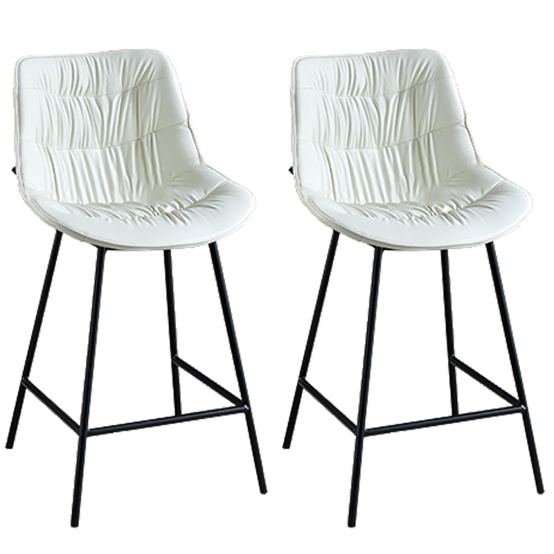 Modern Faux Leather Counter Stool Low Back Bar Stool with Footrest