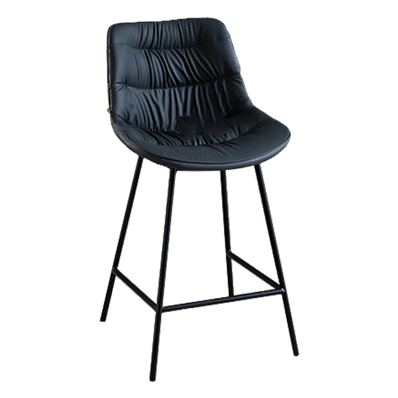 Modern Faux Leather Counter Stool Low Back Bar Stool with Footrest