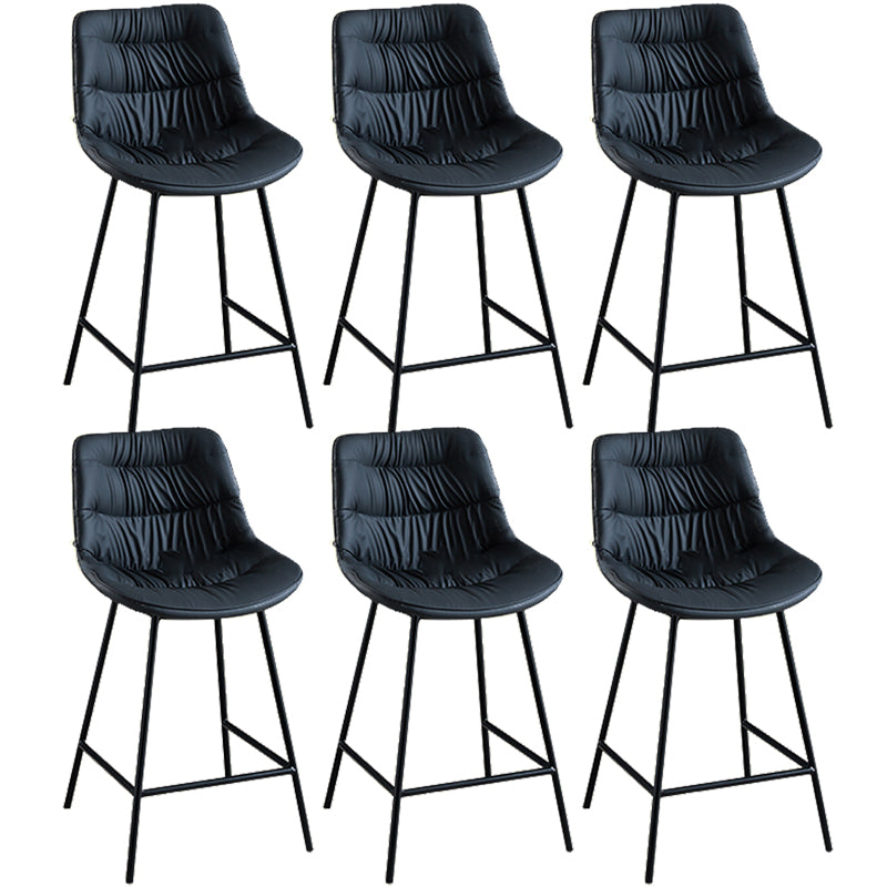 Modern Faux Leather Counter Stool Low Back Bar Stool with Footrest