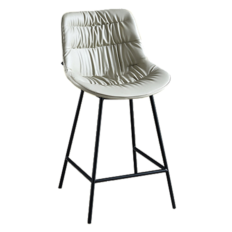 Modern Faux Leather Counter Stool Low Back Bar Stool with Footrest