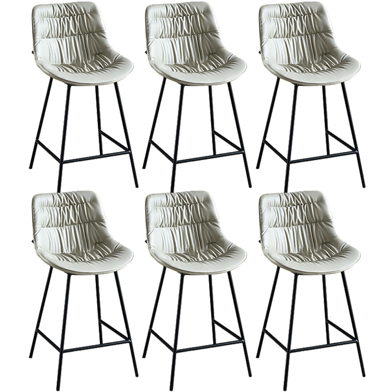 Modern Faux Leather Counter Stool Low Back Bar Stool with Footrest