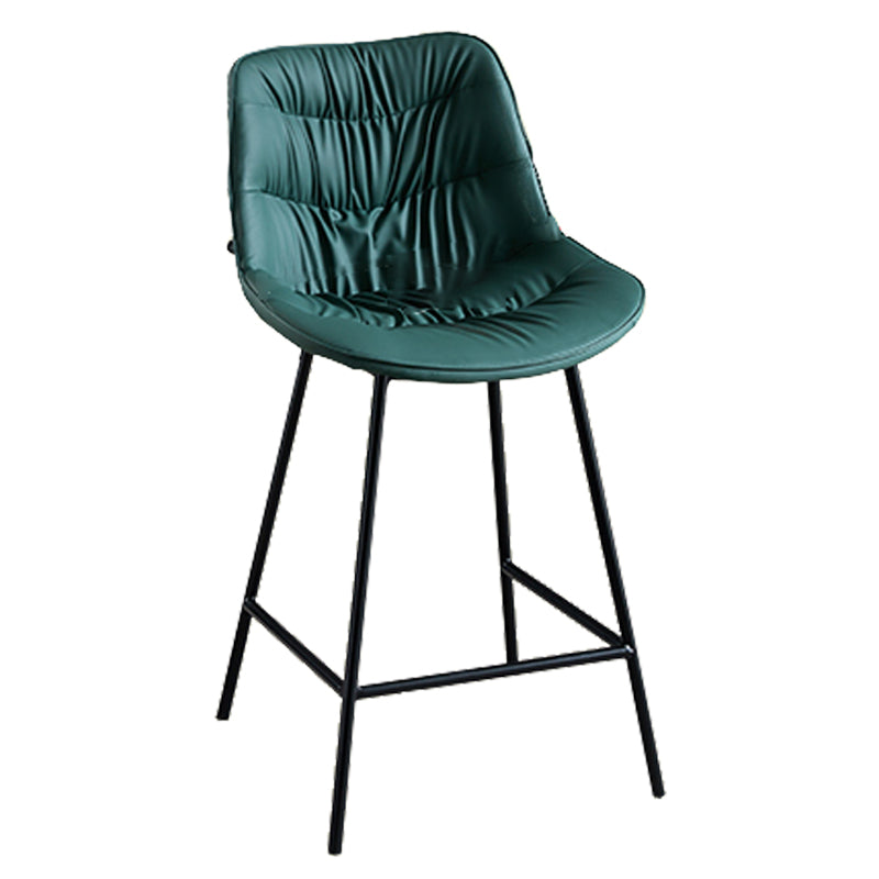 Modern Faux Leather Counter Stool Low Back Bar Stool with Footrest