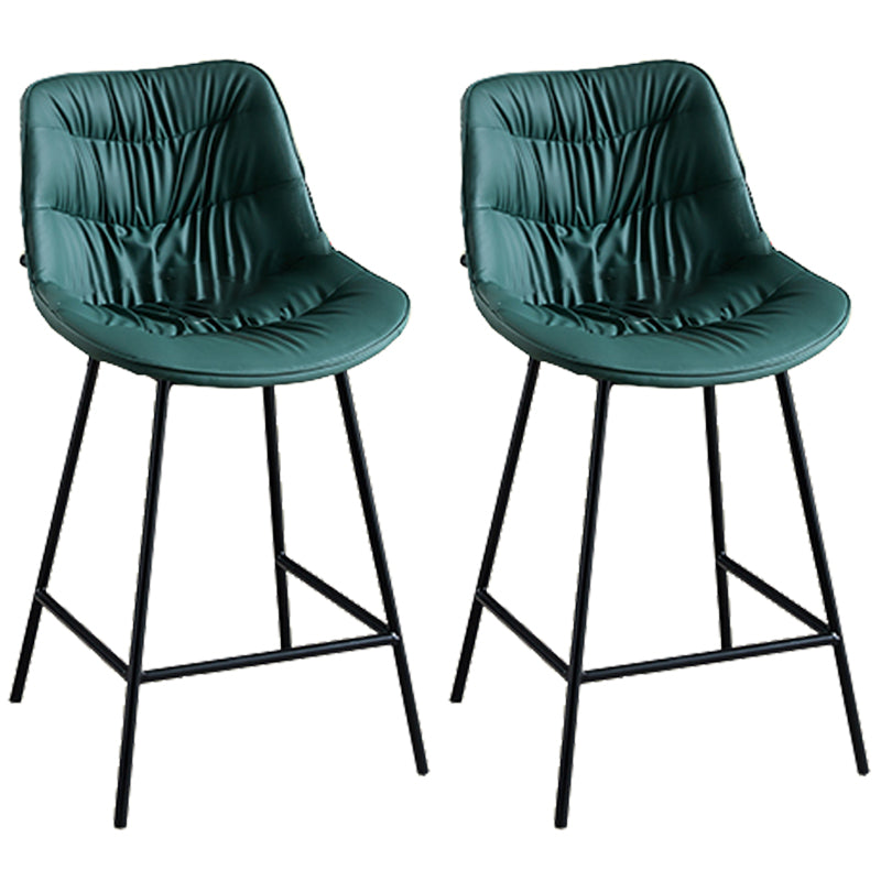 Modern Faux Leather Counter Stool Low Back Bar Stool with Footrest