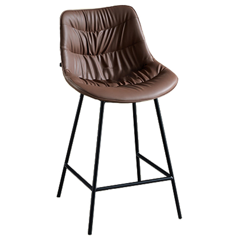 Modern Faux Leather Counter Stool Low Back Bar Stool with Footrest