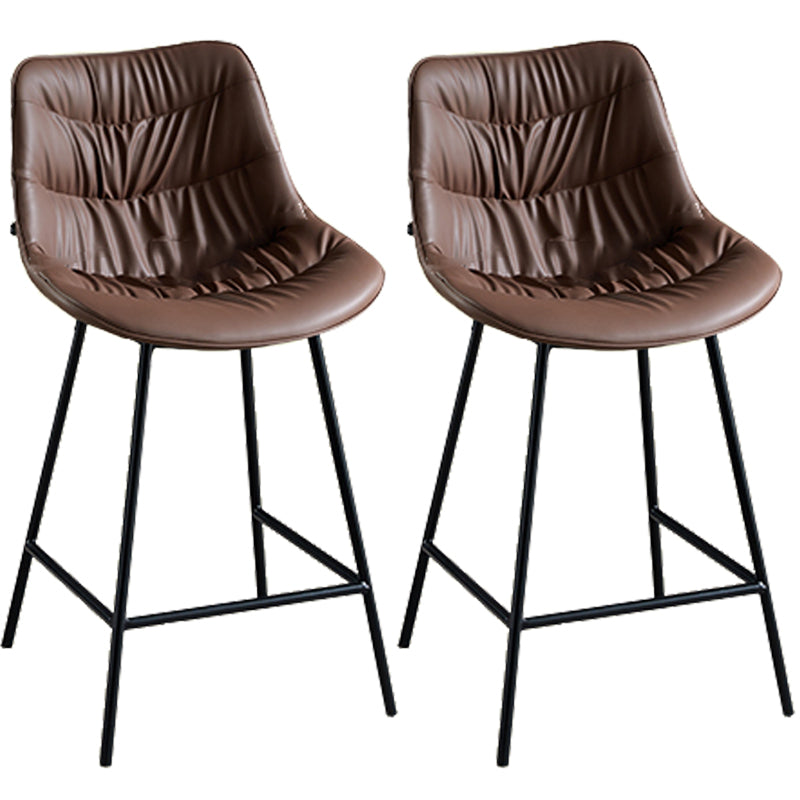 Modern Faux Leather Counter Stool Low Back Bar Stool with Footrest