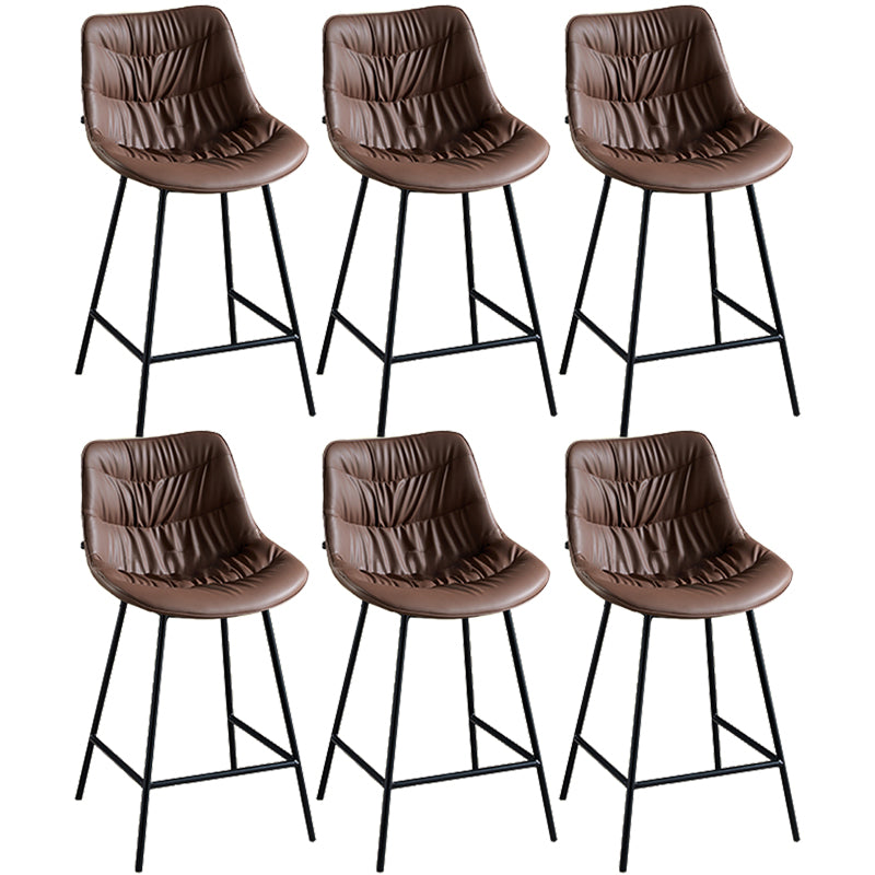 Modern Faux Leather Counter Stool Low Back Bar Stool with Footrest