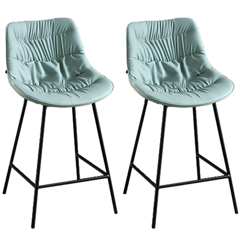 Modern Faux Leather Counter Stool Low Back Bar Stool with Footrest