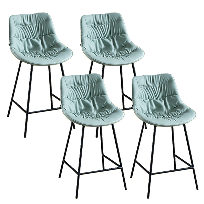 Modern Faux Leather Counter Stool Low Back Bar Stool with Footrest