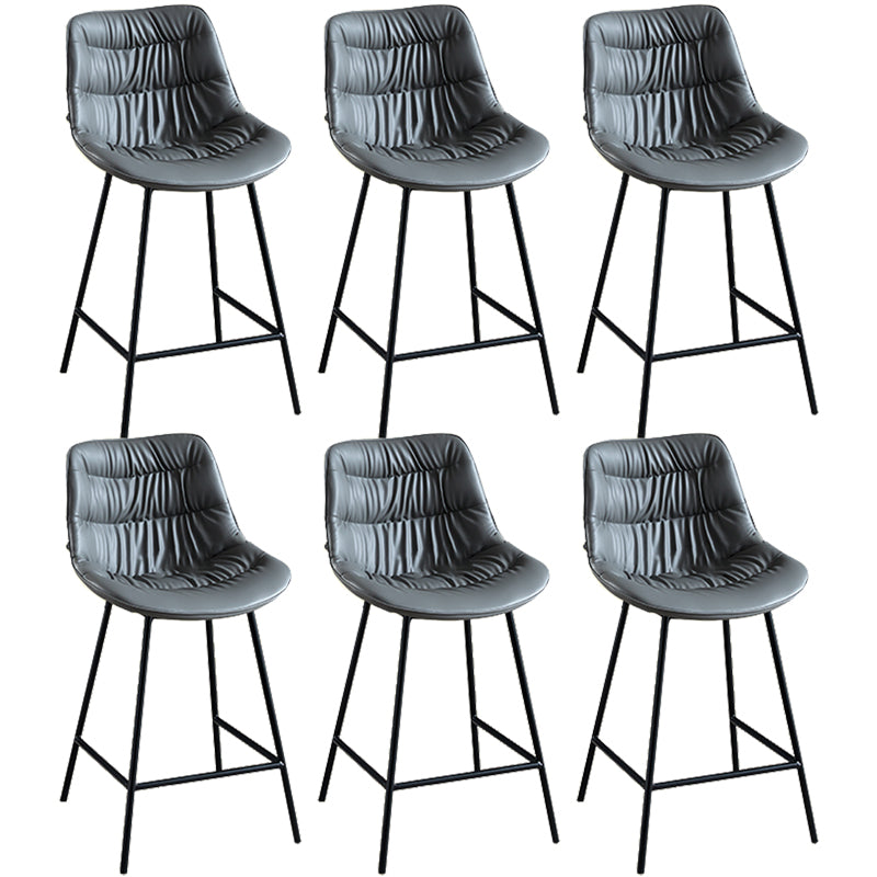 Modern Faux Leather Counter Stool Low Back Bar Stool with Footrest
