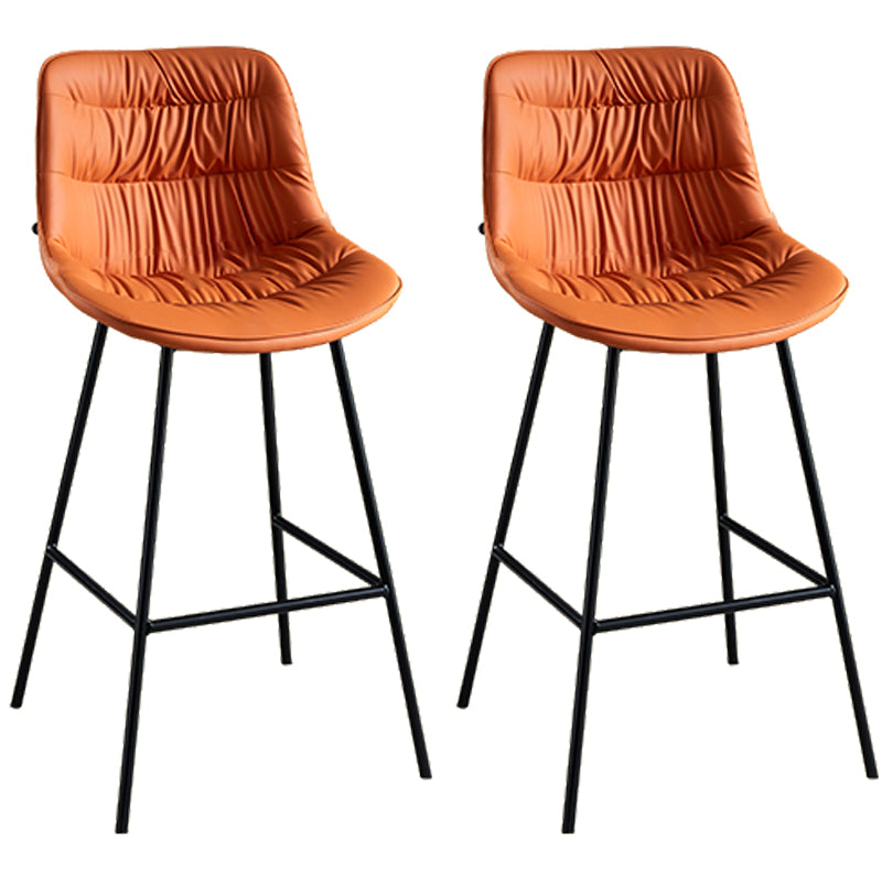 Modern Faux Leather Counter Stool Low Back Bar Stool with Footrest