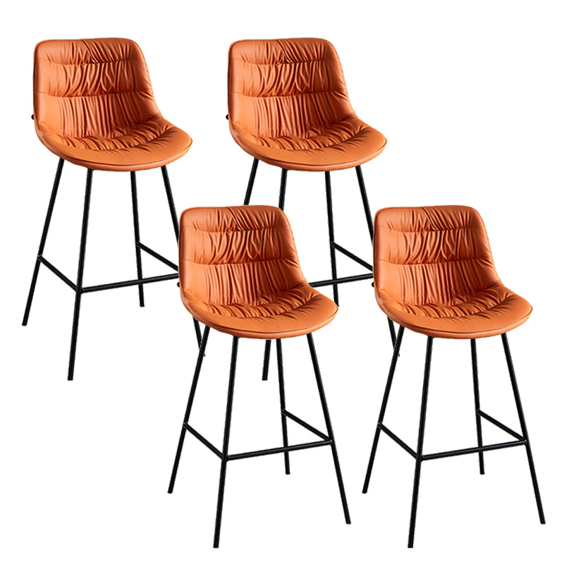 Modern Faux Leather Counter Stool Low Back Bar Stool with Footrest