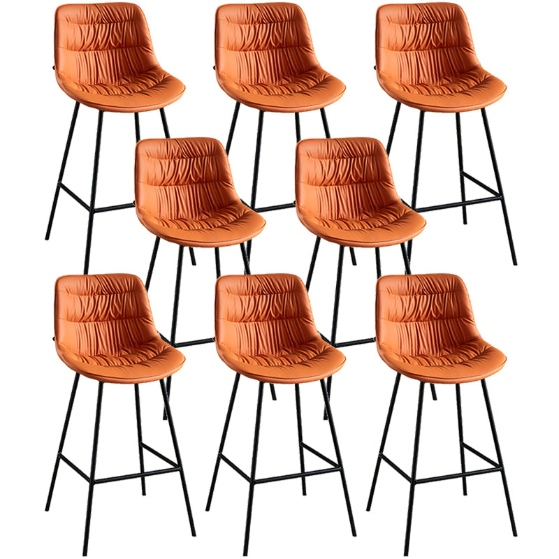 Modern Faux Leather Counter Stool Low Back Bar Stool with Footrest