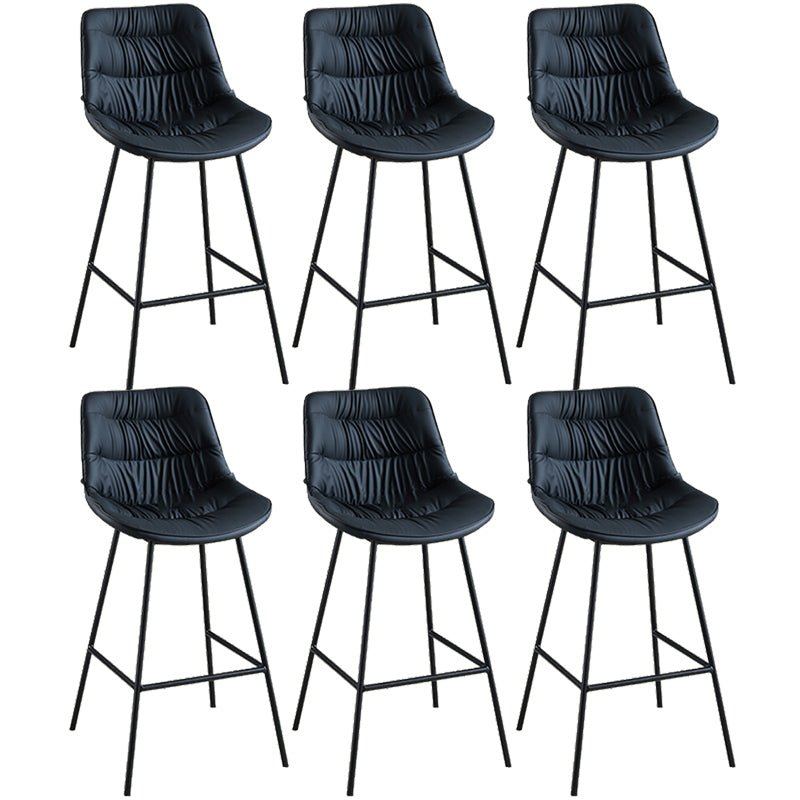 Modern Faux Leather Counter Stool Low Back Bar Stool with Footrest