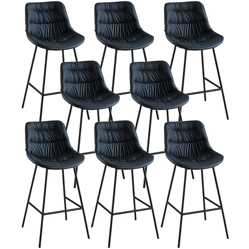 Modern Faux Leather Counter Stool Low Back Bar Stool with Footrest