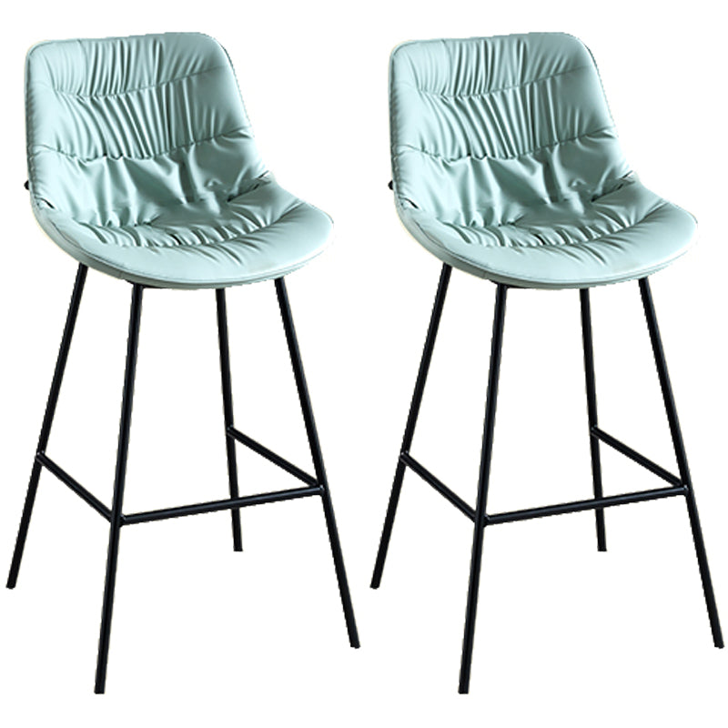 Modern Faux Leather Counter Stool Low Back Bar Stool with Footrest