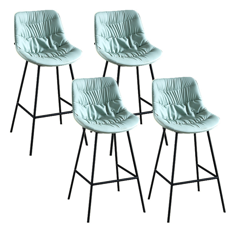 Modern Faux Leather Counter Stool Low Back Bar Stool with Footrest