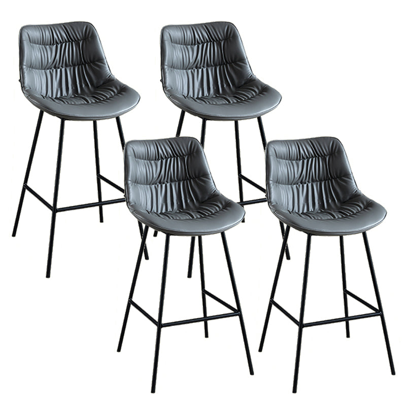 Modern Faux Leather Counter Stool Low Back Bar Stool with Footrest