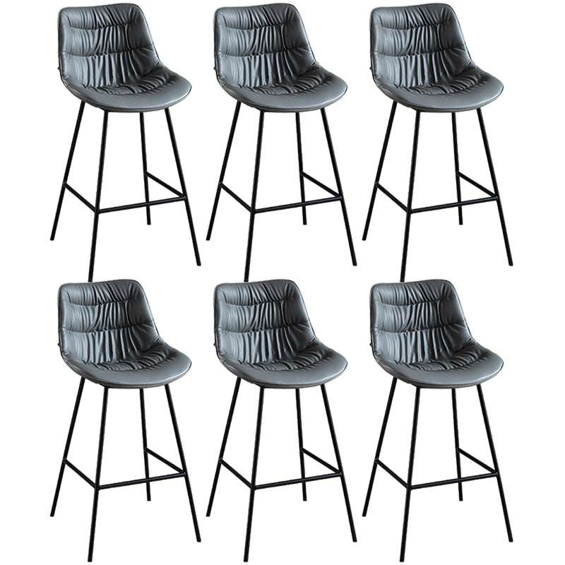 Modern Faux Leather Counter Stool Low Back Bar Stool with Footrest