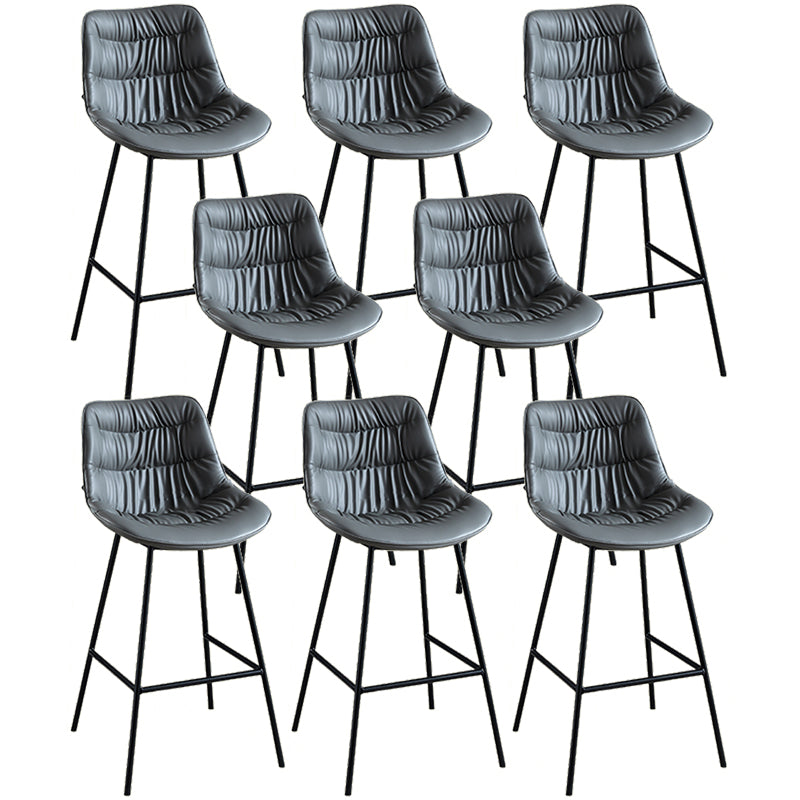 Modern Faux Leather Counter Stool Low Back Bar Stool with Footrest