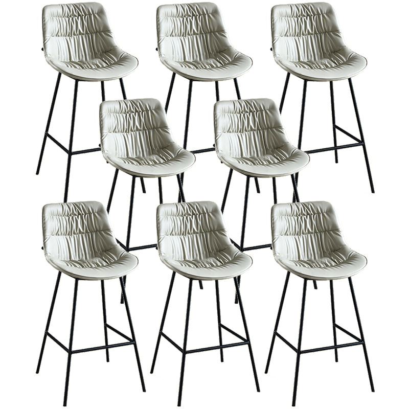 Modern Faux Leather Counter Stool Low Back Bar Stool with Footrest