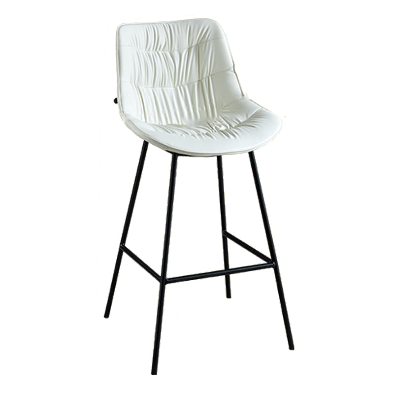 Modern Faux Leather Counter Stool Low Back Bar Stool with Footrest