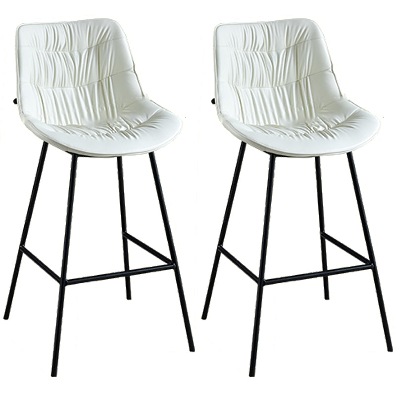 Modern Faux Leather Counter Stool Low Back Bar Stool with Footrest