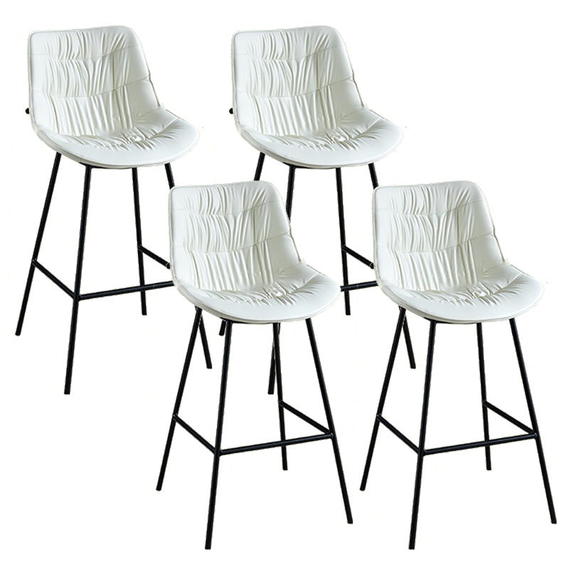 Modern Faux Leather Counter Stool Low Back Bar Stool with Footrest