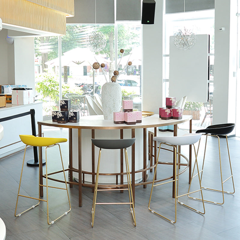 Contemporary Plastic Armless Bar Stool Low Back Bar Height Stool with Metal Frame