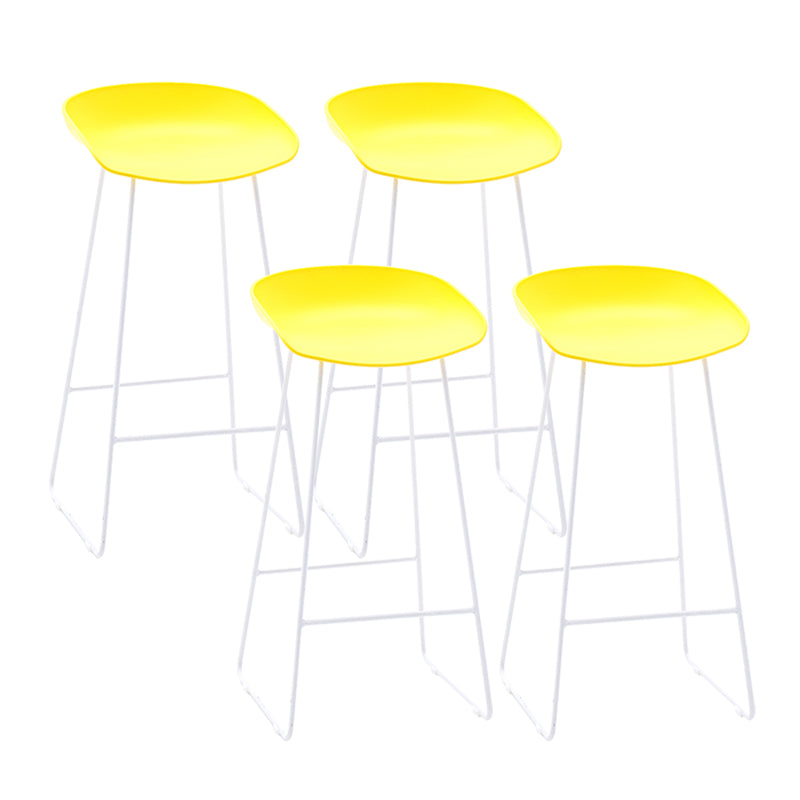 Contemporary Plastic Armless Bar Stool Low Back Bar Height Stool with Metal Frame