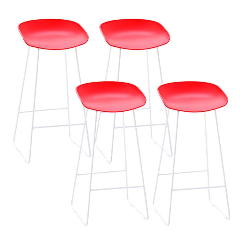 Contemporary Plastic Armless Bar Stool Low Back Bar Height Stool with Metal Frame