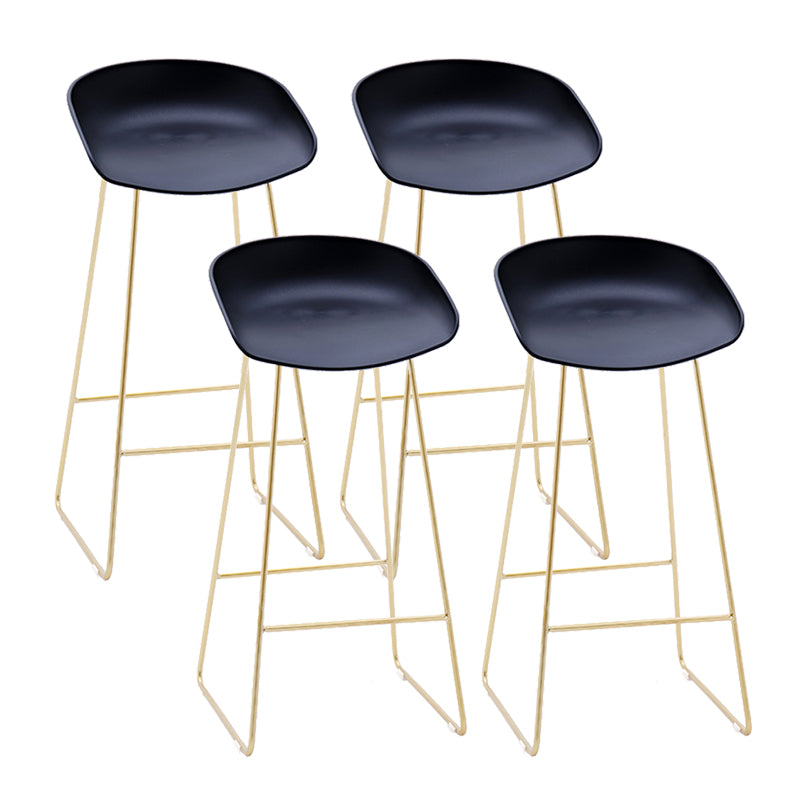 Contemporary Plastic Armless Bar Stool Low Back Bar Height Stool with Metal Frame