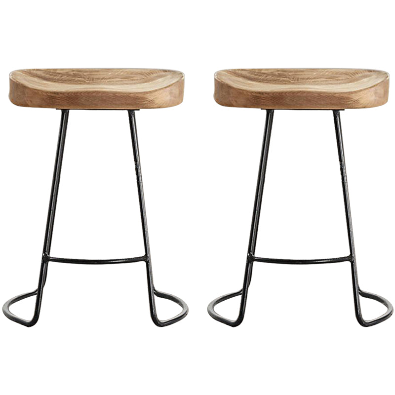 Contemporary Solid Wood Counter Stool Saddle Seat Bar Stool with Footrest