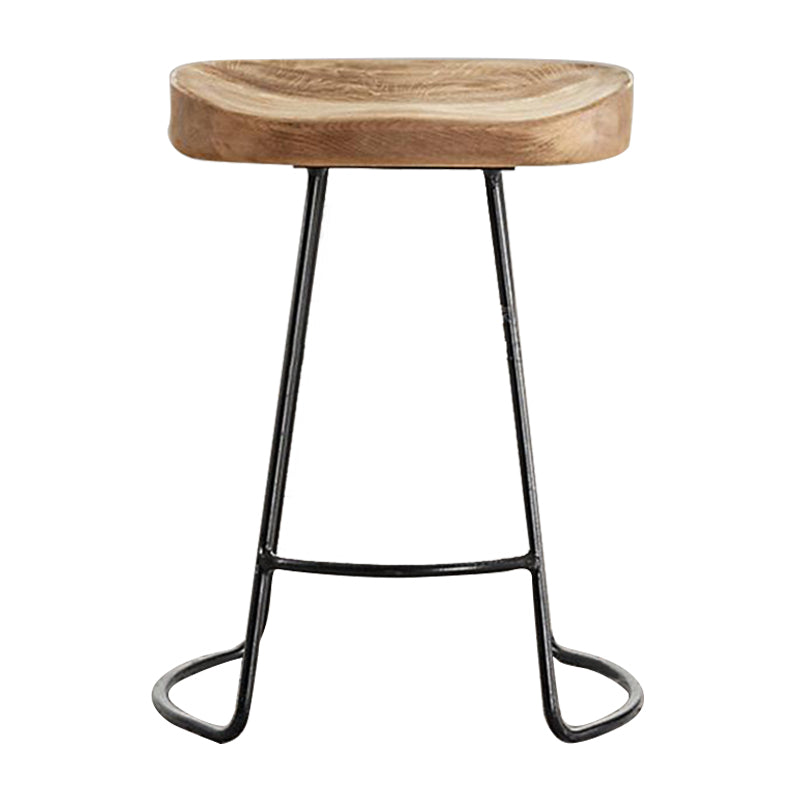 Contemporary Solid Wood Counter Stool Saddle Seat Bar Stool with Footrest