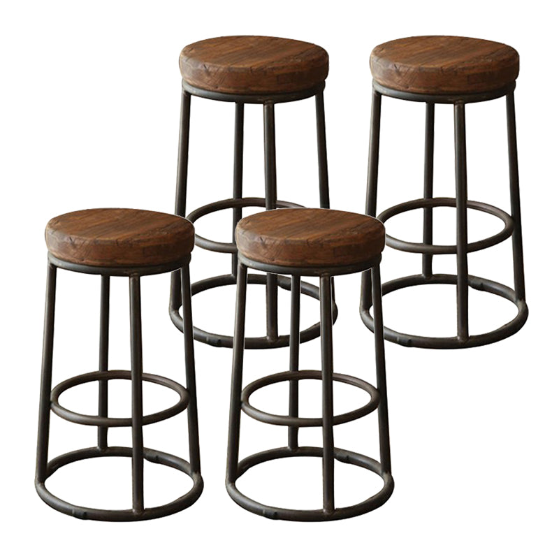 Contemporary Solid Wood Counter Stool Backless Bar Stool with Footrest