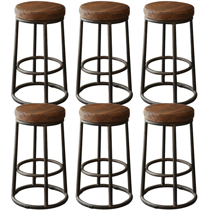 Contemporary Solid Wood Counter Stool Backless Bar Stool with Footrest