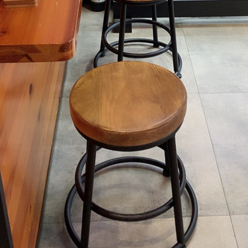 Contemporary Solid Wood Counter Stool Backless Bar Stool with Footrest