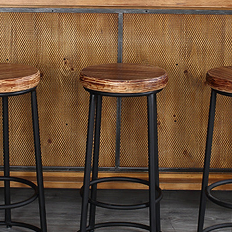 Contemporary Solid Wood Counter Stool Backless Bar Stool with Footrest