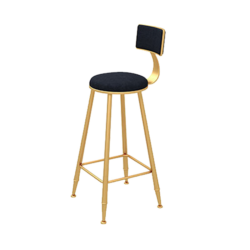 Contemporary Style Velvet Counter Stool Round Low Back Bar Stool with Metal Legs