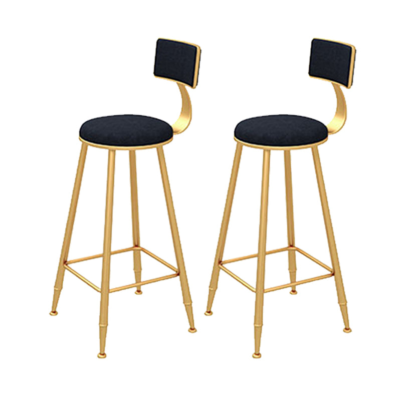Contemporary Style Velvet Counter Stool Round Low Back Bar Stool with Metal Legs