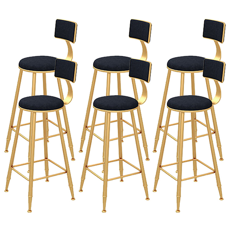 Contemporary Style Velvet Counter Stool Round Low Back Bar Stool with Metal Legs