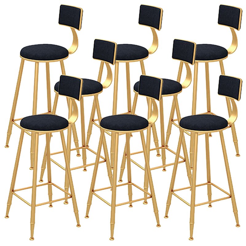 Contemporary Style Velvet Counter Stool Round Low Back Bar Stool with Metal Legs