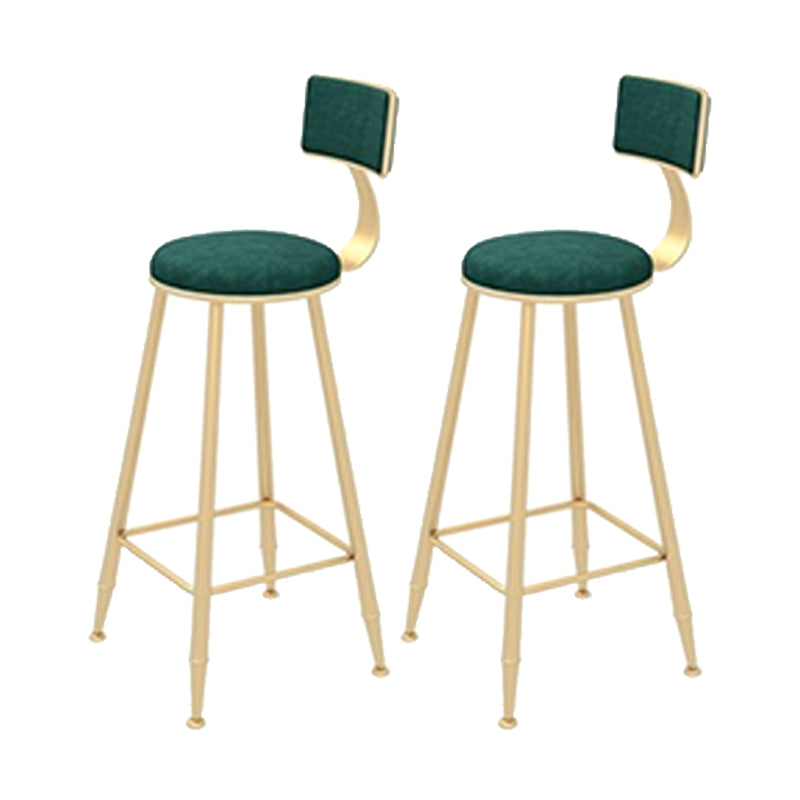 Contemporary Style Velvet Counter Stool Round Low Back Bar Stool with Metal Legs